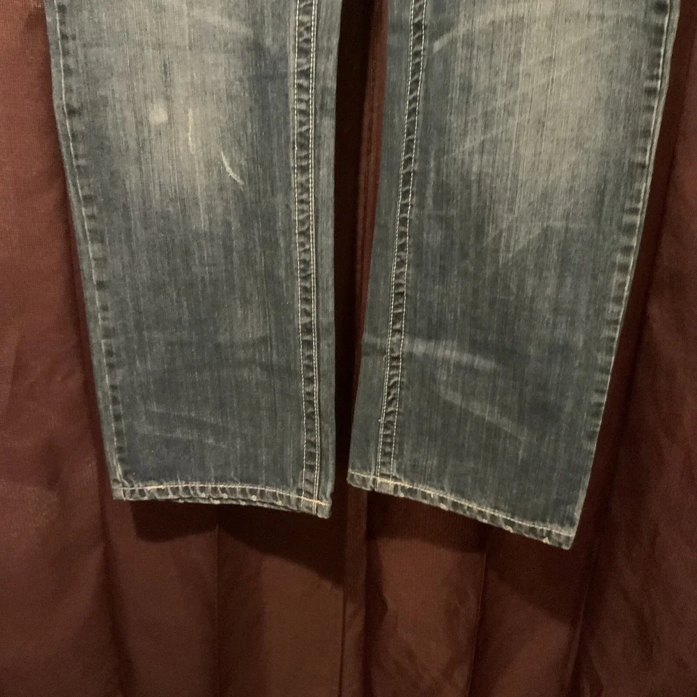 Addicted Soul Mens Blue Distressed Straight Leg Denim Jeans Size 40‎